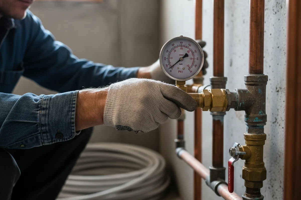 Pressure testing a repaired line during Water Line Repair in Star Tannery